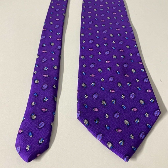 Brooks Brothers Makers Purple Beetle Lady Bug Tie Necktie Silk 58" 4" - Picture 3 of 6